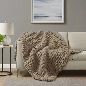 Madison Park Chenille Chunky Knit Throw
