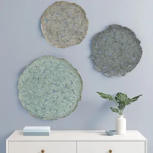 Madison Park Rossi Textured Feather 3-piece Metal Disc Wall Decor Set