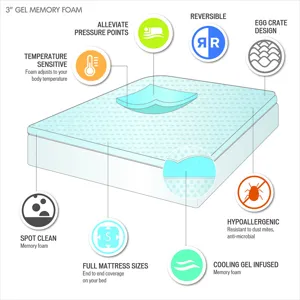 3\" Gel Memory Foam California King All Season Reversible Hypoallergenic Cooling Mattress Topper - B