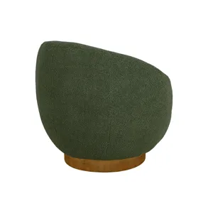 Jessel Shearling Sherpa Swivel Chair with Wood Base - Green