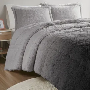 Intelligent Design Brielle Ombre Shaggy Long Fur Comforter Mini Set