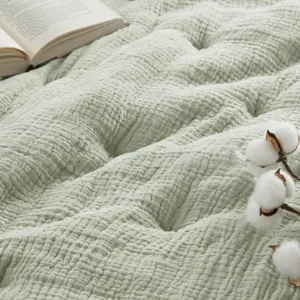 Breeze Cotton Gauze Embroidered Euro Sham - Sage