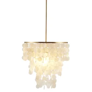 Isla Isla Dimmable Layered Capiz Chandelier - White