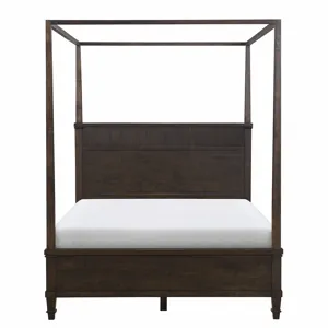 Kenna Queen Canopy Bed Queen - Dark Coffee