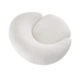 Jessel Shearling Sherpa Swivel Chair with Wood Base - Cream
