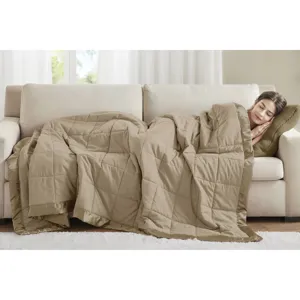 Madison Park Windom Lightweight Down Alternative Blanket with Satin Trim