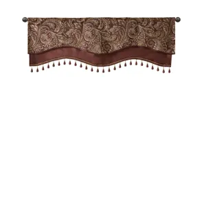 Madison Park Aubrey Jacquard Window Rod Pocket Valance With Beads