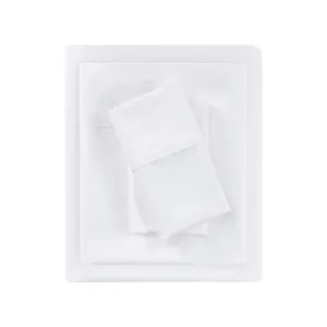1000 Thread Count California King HeiQ Smart Temperature Cotton Blend 4 PC Sheet Set - White