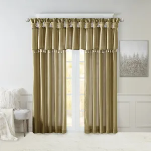 Madison Park Emilia Lightweight Faux Silk Valance With Beads