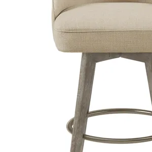 Pearce Pearce Swivel Upholstered Counter Stool with Solid Wood Legs & Metal Footrest - Sand