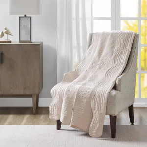 Madison Park Tuscany Oversized Quilted Throw with Scalloped Edges