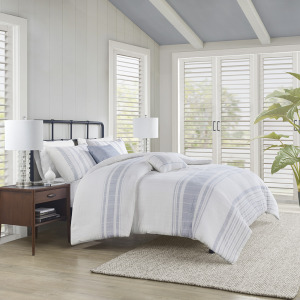 Harbor House Blue Morgan 5 Piece Cotton Jaquard Duvet Set