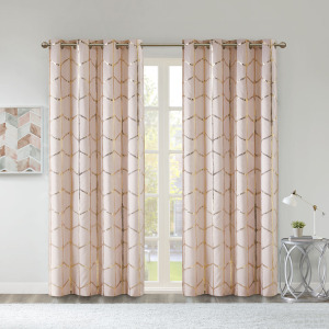 Intelligent Design Raina Total Blackout Metallic Print Grommet Top Curtain Panel