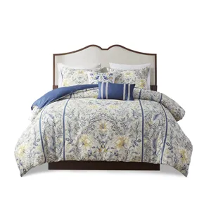 Harbor House Blue Livia 5 Piece Cotton Duvet Cover Set