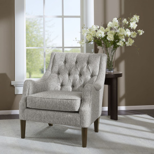 Qwen Button Tufted Accent Chair - Grey