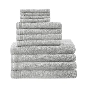 Big Bundle 100% Cotton Quick Dry 12 Piece Bath Towel Set - Silver