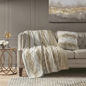 Zuri Faux Fur Square Pillow - Sand