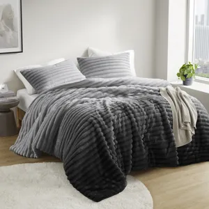 Intelligent Design Avril Fluffy Ribbed Plush Comforter Set
