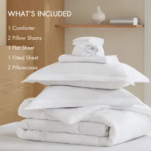 Super Listing Logan Striped Reversible Pintuck Pleated Comforter Set