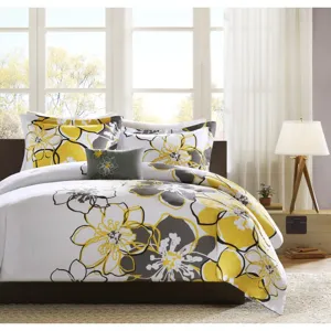 Allison Full/Queen Floral Comforter Set - Yellow