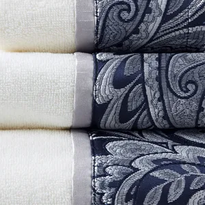 Aubrey 6 Piece Jacquard Towel Set - Navy