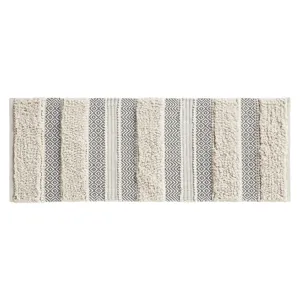 Asher Woven Texture Stripe Bath Rug - Grey