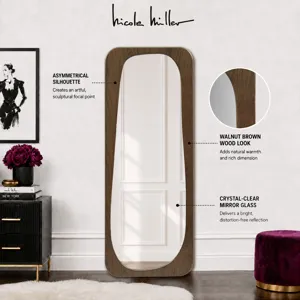 Nicole Miller Odette 23X60 Modern Full Length Floor Mirror - Walnut Brown