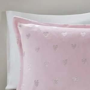 Mi Zone Rosalie Metallic Printed Plush Comforter Set with Throw Pillow