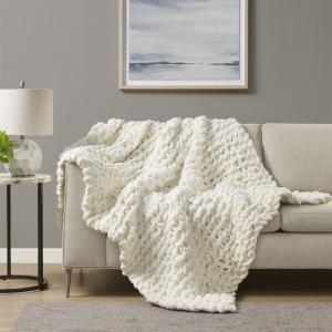 Madison Park Chenille Chunky Knit Throw