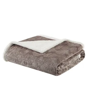 Elma Oversized Textured Plush Throw - Tan