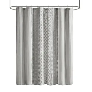 INK+IVY Imani Cotton Printed Shower Curtain with Chenille