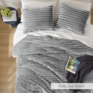 Intelligent Design Avril Fluffy Ribbed Plush Comforter Set