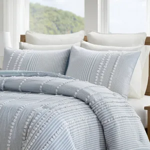 Harbor House Blue Anslee 3 Piece Cotton Yarn Dyed Comforter Set