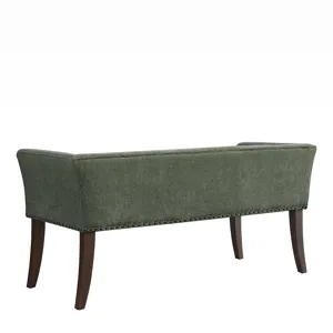 Welburn 49.5\" Upholstered Bench with Back & Wood Legs - Green