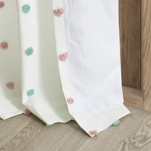 Callie Cotton Jacquard Pom Pom Curtain Panel - Multi