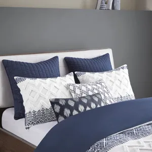 Camila Cotton Quilted Euro Sham - Navy