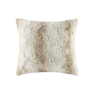 Zuri Faux Fur Square Pillow - Sand