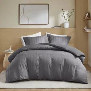Super Listing Logan Striped Reversible Pintuck Pleated Duvet Set