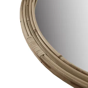 Luna Natural Rattan Round Wall Mirror - Natural