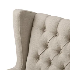 Maxwell Button Tufted Wing Chair - Linen