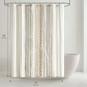 INK+IVY Imani Cotton Printed Shower Curtain with Chenille