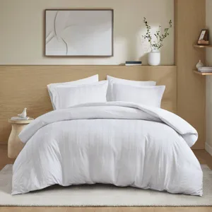 Super Listing Logan Striped Reversible Pintuck Pleated Duvet Set