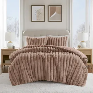 Madison Park Jasmine 3 Piece Faux Fur Comforter Set