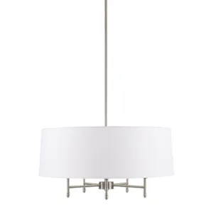Presidio Presidio 5-Light Dimmable Chandelier with Drum-shaped Fabric Shade & Adjustable Height - Si