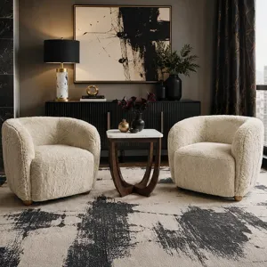 Nicole Miller Merlow Faux Fur Barrel Accent Chair - Ivory