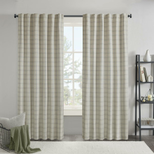 Madison Park Anaheim Plaid Rod Pocket and Back Tab Curtain Panel with Fleece Lining
