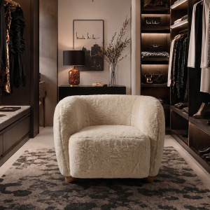Nicole Miller Merlow Faux Fur Barrel Accent Chair - Ivory