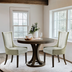 Ultra Ultra Upholstered Dining Side Chairs with wood legs (Set of 2) - Light Green Multi
