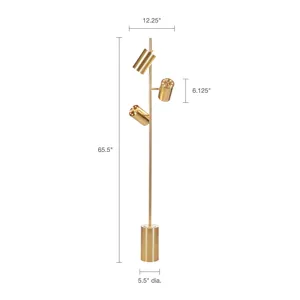 Alta 3-Light Metal Floor Lamp - Gold