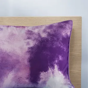 Cassiopeia Full/Queen Watercolor Tie Dye Printed Comforter Set with Throw Pillow - Lavender